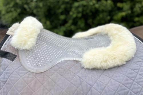 Clear Gel saddle pad for horses with Natural Sheepskin